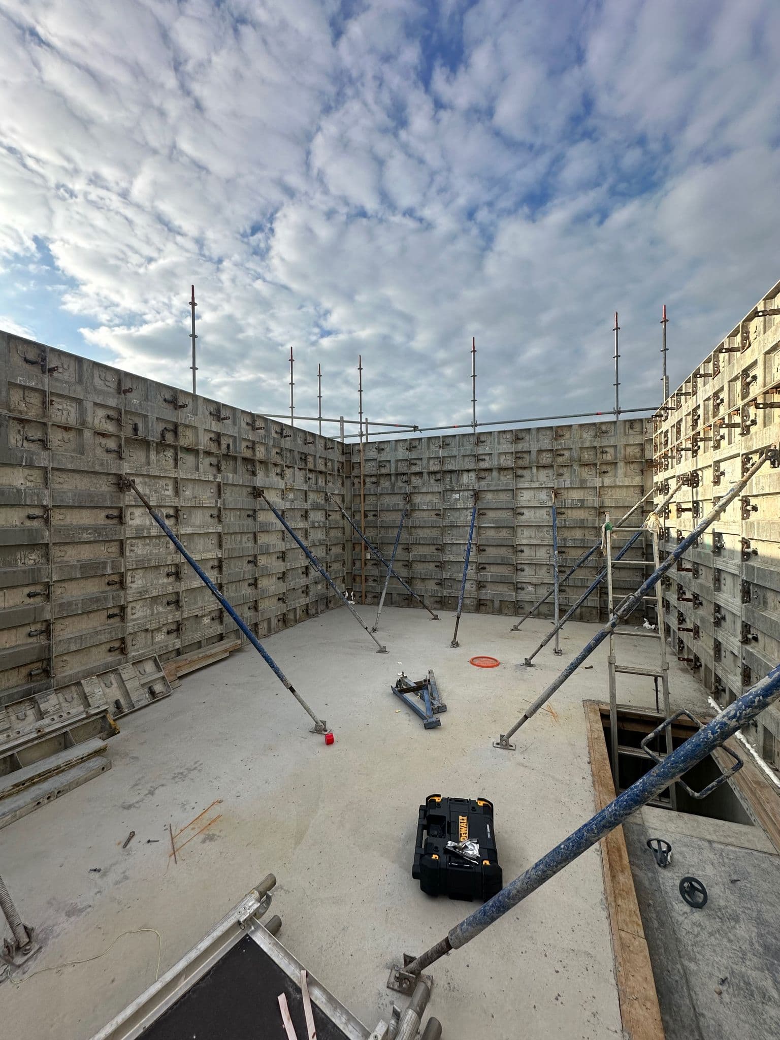 Interior view of formwork walls before pour