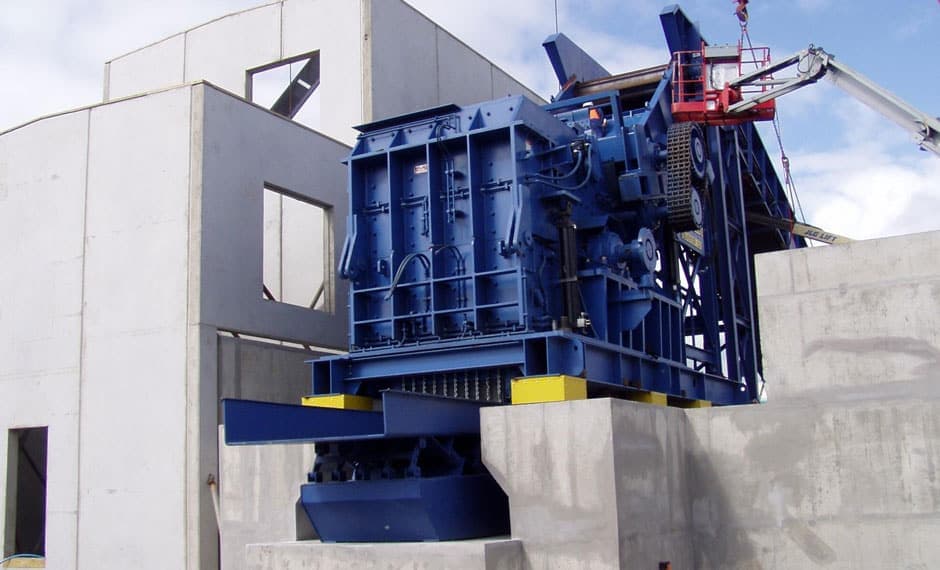 Industrial machinery on concrete foundation